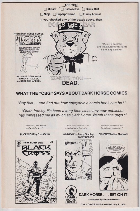 Boris the Bear #1 (1986) Boris the Bear 1st printing