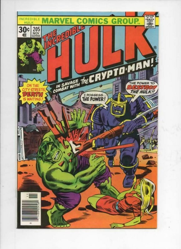 HULK #205, VF/NM, Incredible, Bruce Banner, Crypto-Man, 1968 1976, Marvel