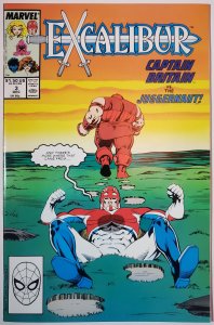 Excalibur #3 Direct Edition (1988) Moving Day Captain Britain vs Juggernaut  NM-