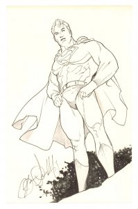 Superman Full Figure Drawing - 1990's Signed art by Louis Small Jr.