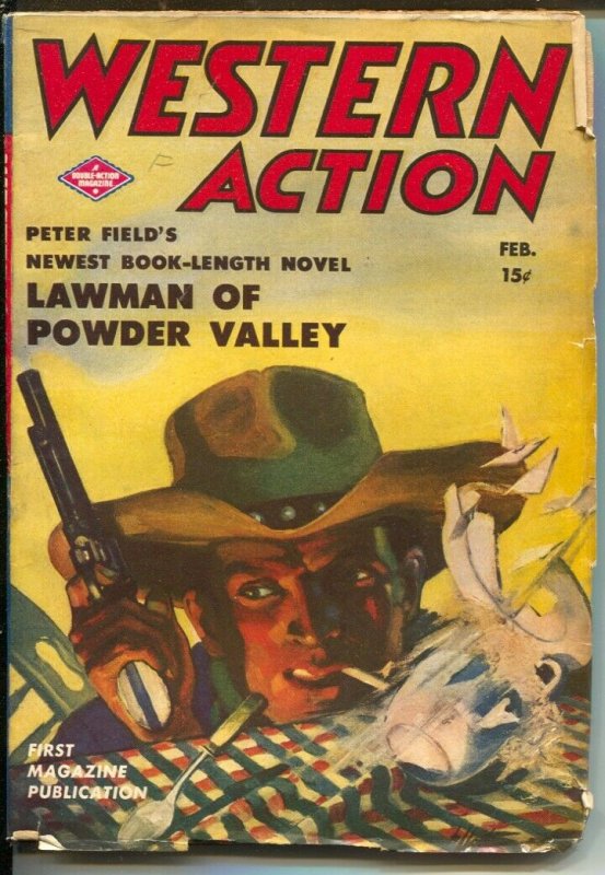 Western Action 2/1944Double Action-Lawman of Powder Valley-violent pulp ficti...