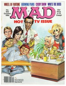 ORIGINAL Vintage 1986 Mad Magazine #266 Cosby Show Wheel of Fortune Flintstones