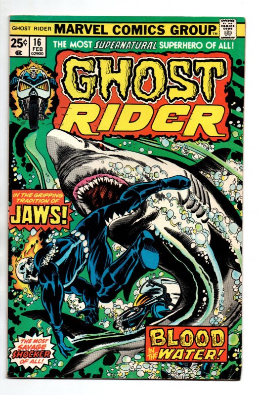 Ghost Rider #16 - vs great white shark - 1976 - FN