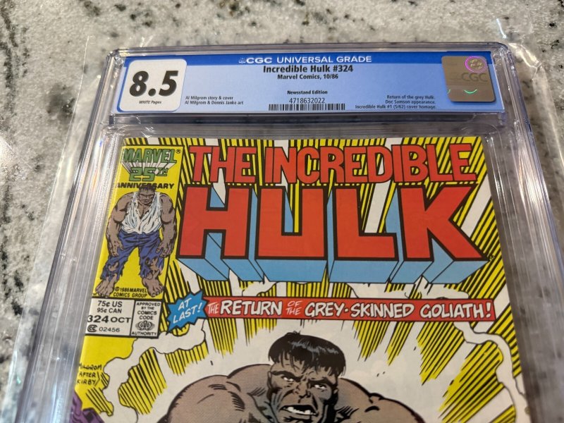 The Incredible Hulk # 324 CGC Graded 8.5 Marvel Comic Book Grey Newsstand JH32
