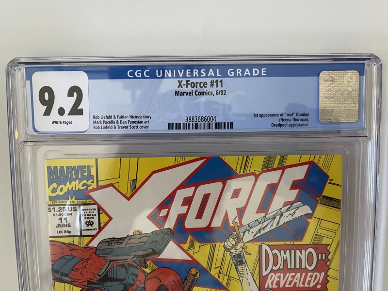 X-Force #11 CGC 9.2 NM 1st Full Appearance Real Domino, Deadpool, (1992)