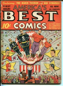 AMERICA'S BEST #1 1941-NEDOR-1ST ISSUE-BLACK TERROR-SECRET ACE-DOC STRANGE-g/vg