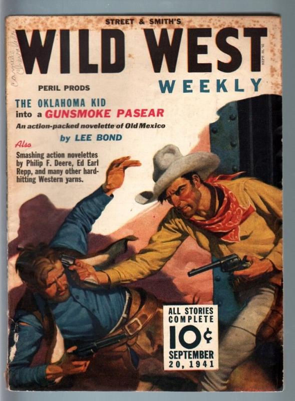 WILD WEST WEEKLY 9/20/1941-WESTERN PULP-OKLAHOMA KID! VG