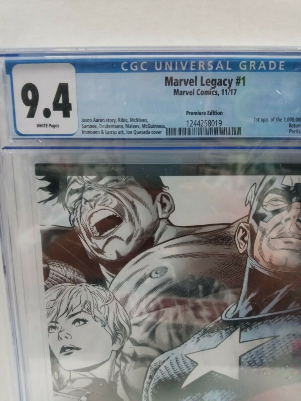 CGC Graded 9.4 Marvel Legacy #1 Marvel Comics 2017 Premiere Edition
