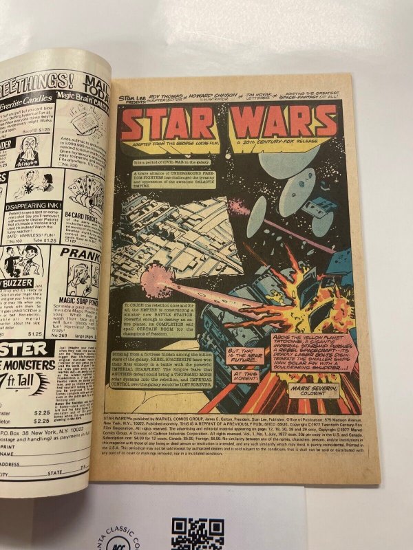 Star Wars # 1 VF Reprint Edition Marvel Comic Book Darth Vader Skywalker 4 J815