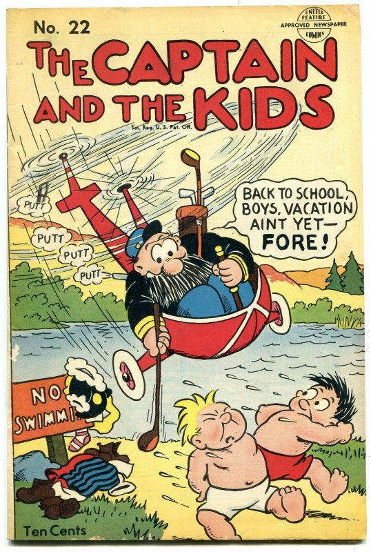 CAPTAIN AND THE KIDS #22 1951-UNITED FEATURE-GOLF COVER-- FN