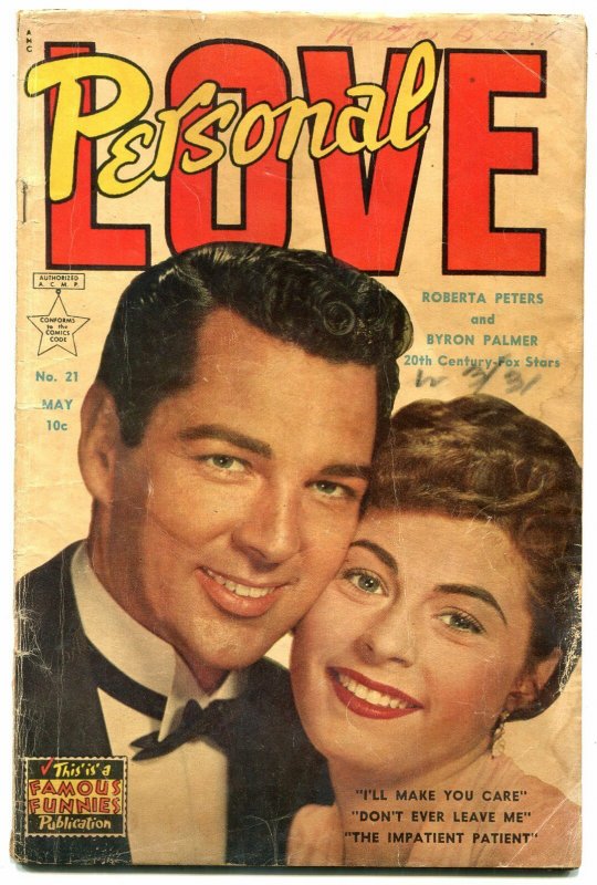 Personal Love #21 1953- Golden Age Romance- Roberta Peters Byron Palmer