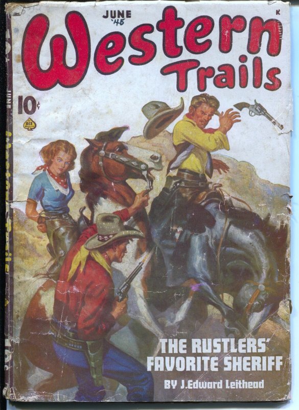 Western Trails 6/1945-Ace-Norman Saunders bondage cover-pulp violence-G