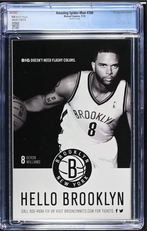 Amazing Spider-Man #700 CGC 9.8 RARE 4th Print Ryan Stegman Variant Marvel ASM