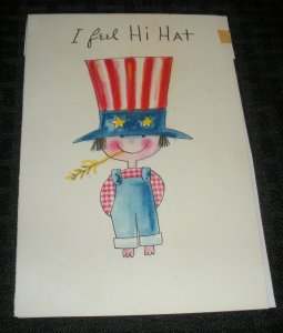 HAPPY BIRTHDAY Cute Boy Red White Bue USA 5x7 Greeting Card Art #7654