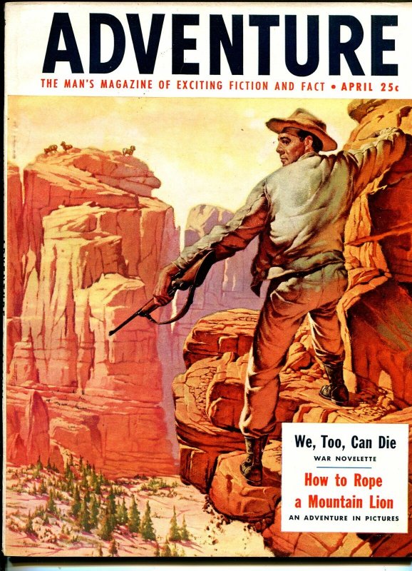 Adventure 4/1954-Popular-pulp-Arthur C Clarke-crime-sci-fi-FN 