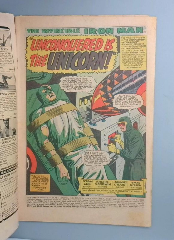 Iron Man #4, VG Unicorn Silver Surfer #1 Ad Marvel Comics, 1968 JR1