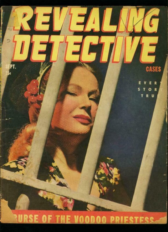 REVEALING DETECTIVE SEP 1944-CRIME-PULP-MAGAZINE-CURSE OF THE VOODDO PRIE G/VG