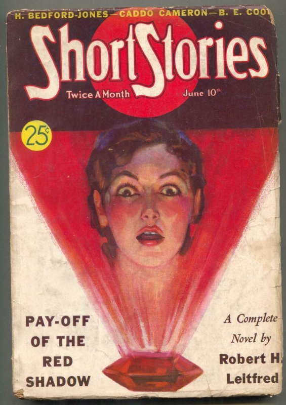 Short Stories Pulp June 10 1938- Pay-Off of the Red Shadow- Great cover