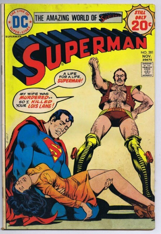 Superman #281 ORIGINAL Vintage 1974 DC Comics