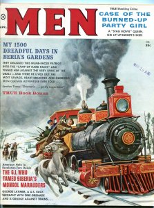 Men Magazine April 1960-TRAIN COVER-SIBERIA-CHEESECAKE-KING KONG FN