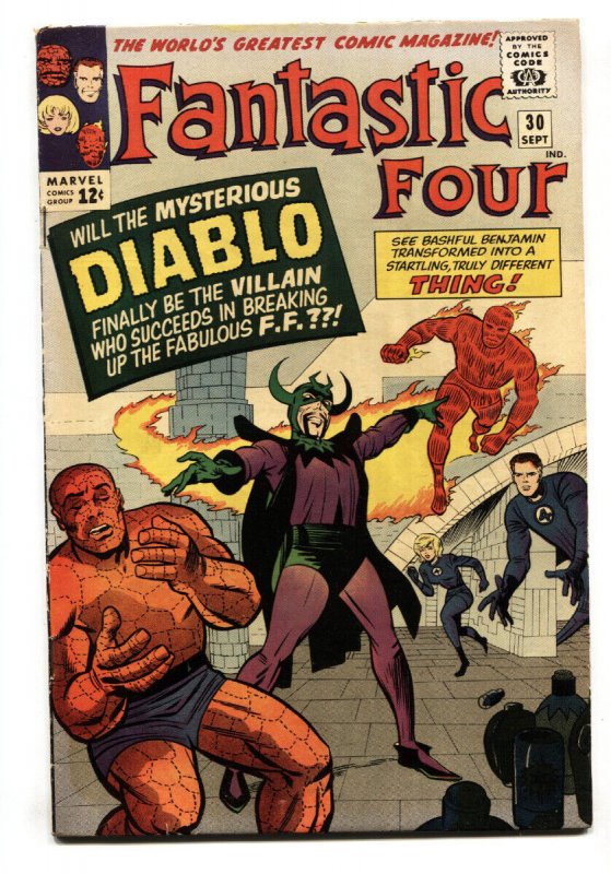 FANTASTIC FOUR-#30-1964 DIABLO-HUMAN TORCH-JACK KIRBY ART-FN+