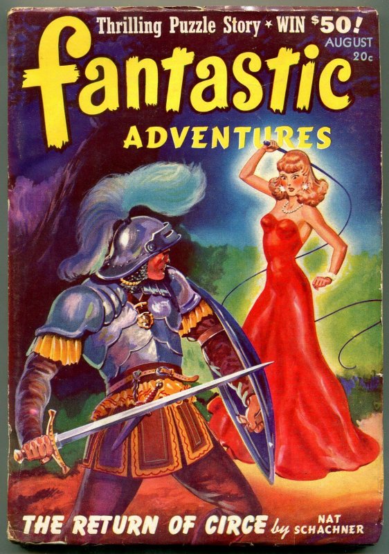 Fantastic Adventures Pulp August 1941- whipping cover- Return of Circe