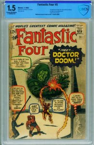 FANTASTIC FOUR #5 CBCS 1.5-1st Doctor Doom-comic book-Silver-Age