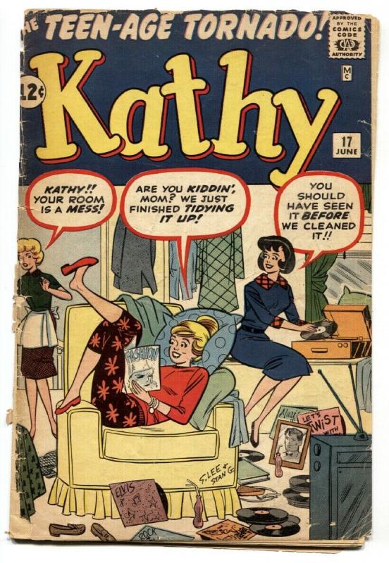 Kathy #17 1962- Marvel Humor- Stan Goldberg - record player cover 