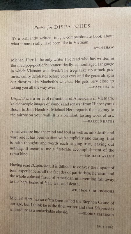 Dispatches, HERR, 1978/7 print, 260p,HCDJ