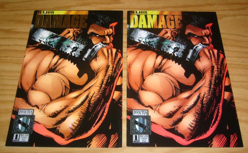 Major Damage #1 VF/NM one-shot + gold logo variant - invictus studios comics