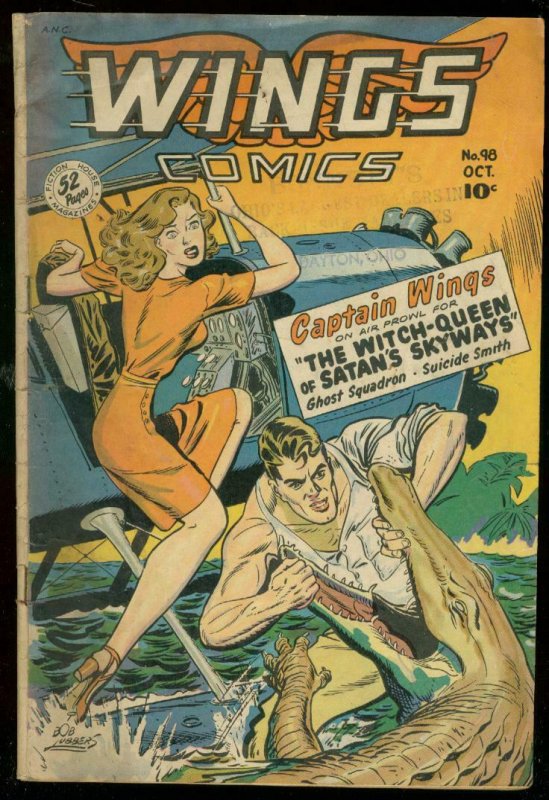 WINGS COMICS #98 1948-GATOR ATTACK-GOOD GIRL ART-FICT H FN-