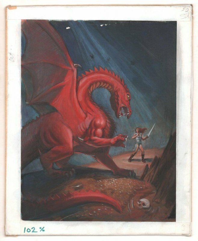 Dragon vs. Warrior Babe Painted Art Book Cover? - Signed art by Joe Chiodo