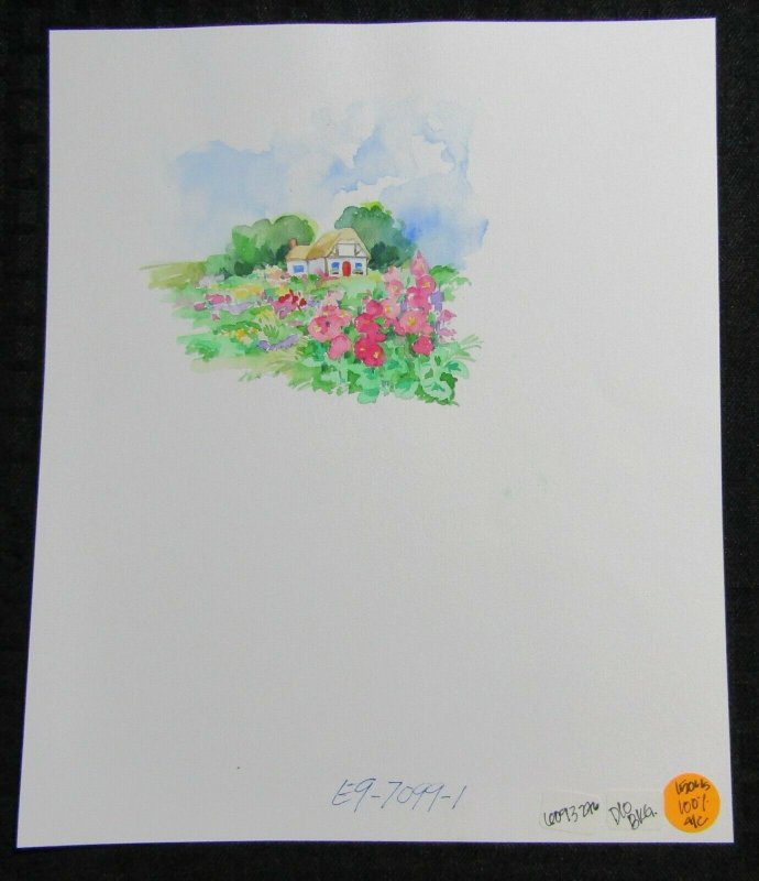 HAPPY MOTHERS DAY Cottage with Flowers & Clouds 9x11 Greeting Card Art #7099