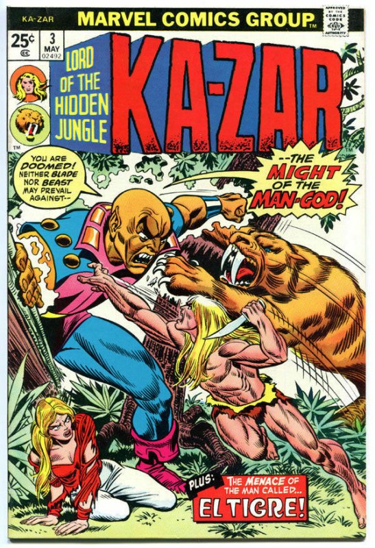 KA-ZAR #3, VF+, Zabu Sabretooth tiger, El Tigre, Don Heck, 1974, more in store