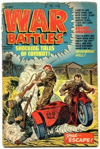 WAR BATTLES #3 1952-MOTORCYCLE COVER-HARVEY COMIC CLOWN VG-