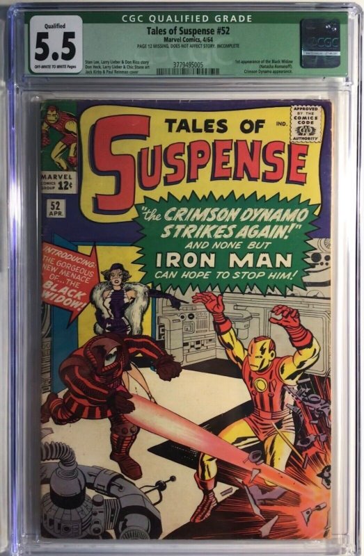 Marvel, Tales of Suspense #52, CGC 5.5 Green, 1st Black Widow, Look!