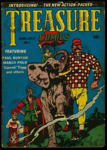 Treasure Comics #1 1945- Marco Polo- Paul Bunyan- Higwayman G