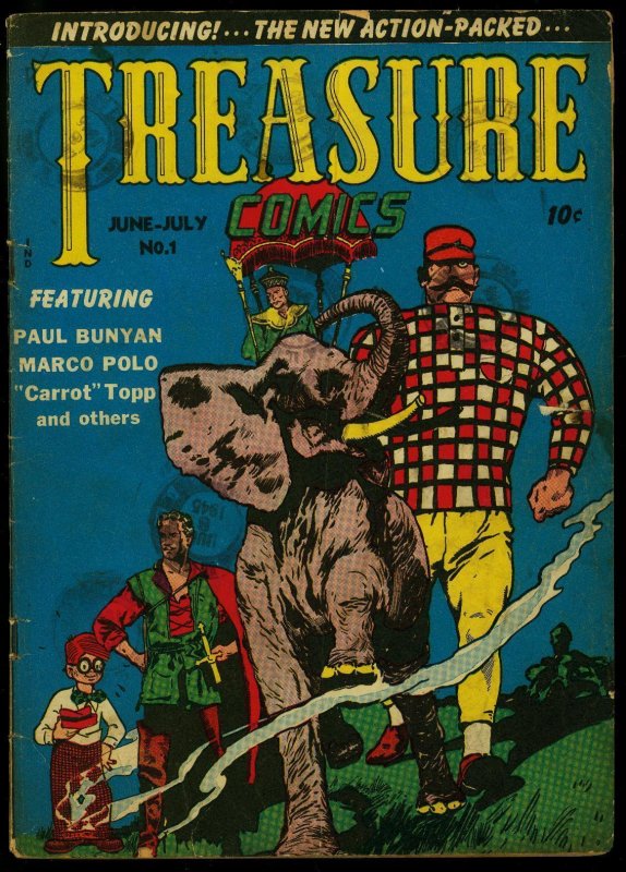 Treasure Comics #1 1945- Marco Polo- Paul Bunyan- Higwayman G