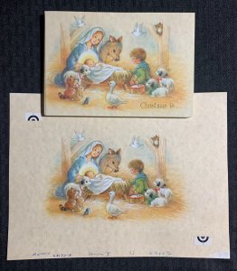 CHRISTMAS IS HOPE & LOVE Nativity 10x7.5 Greeting Card Art #X0010 w/ 16 Cards