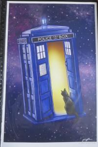 SIGNED Jenny Parks Doctor Who cat Print!11x17 NM