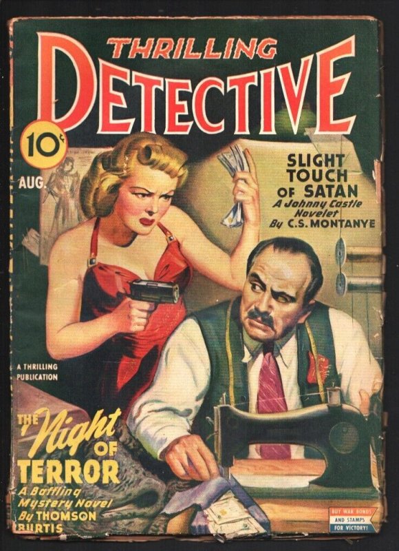 Thrilling Detective 8/1944-Gun Moll cover-Jimmy Castle fights the Nazis-C.S. ...