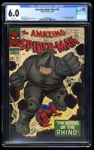 Amazing Spider-Man #41 CGC FN 6.0 White Pages 1st Rhino!