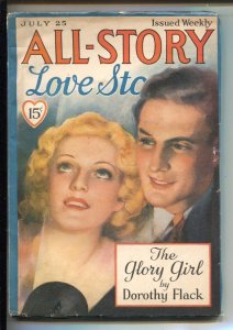 PULP:  All-Story Love Stories 7/25/1936-Pin-up girl portrait cover-Glory Gir...