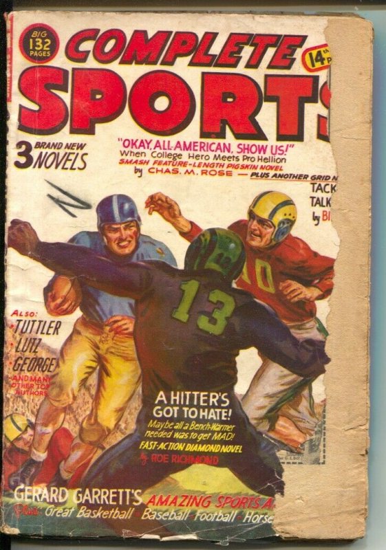 Complete Sports 2/1951-football game cover-Norman Saunders-boxing-baseball-FR