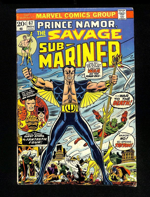 Sub-Mariner #67 1st New Costume! Seawinds of Change! Fantastic Four!