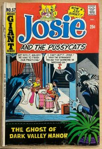 JOSIE AND THE PUSSYCATS #57 (Archie, 9/1971) GOOD (G) 1/3 Spine Split. DeCarlo  