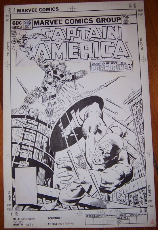 Captain America 285 Original Art Cover by Mike Zeck 