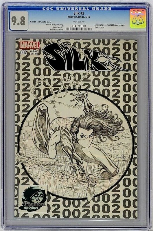 Silk #2 Marvel 2015 CGC 9.8 Phantom Sketch Amazing Spiderman 300 Homage Top Grd