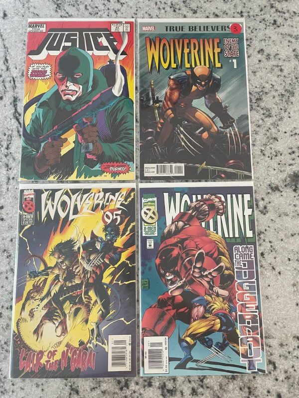 4 Marvel Comic Books Wolverine 93 + Annual 95' + # 1 + Justice # 23 NM 1st J918