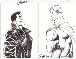 Billy Butcher Homelander The Boys 2pc art by Russ Braun & Signed by Garth Ennis